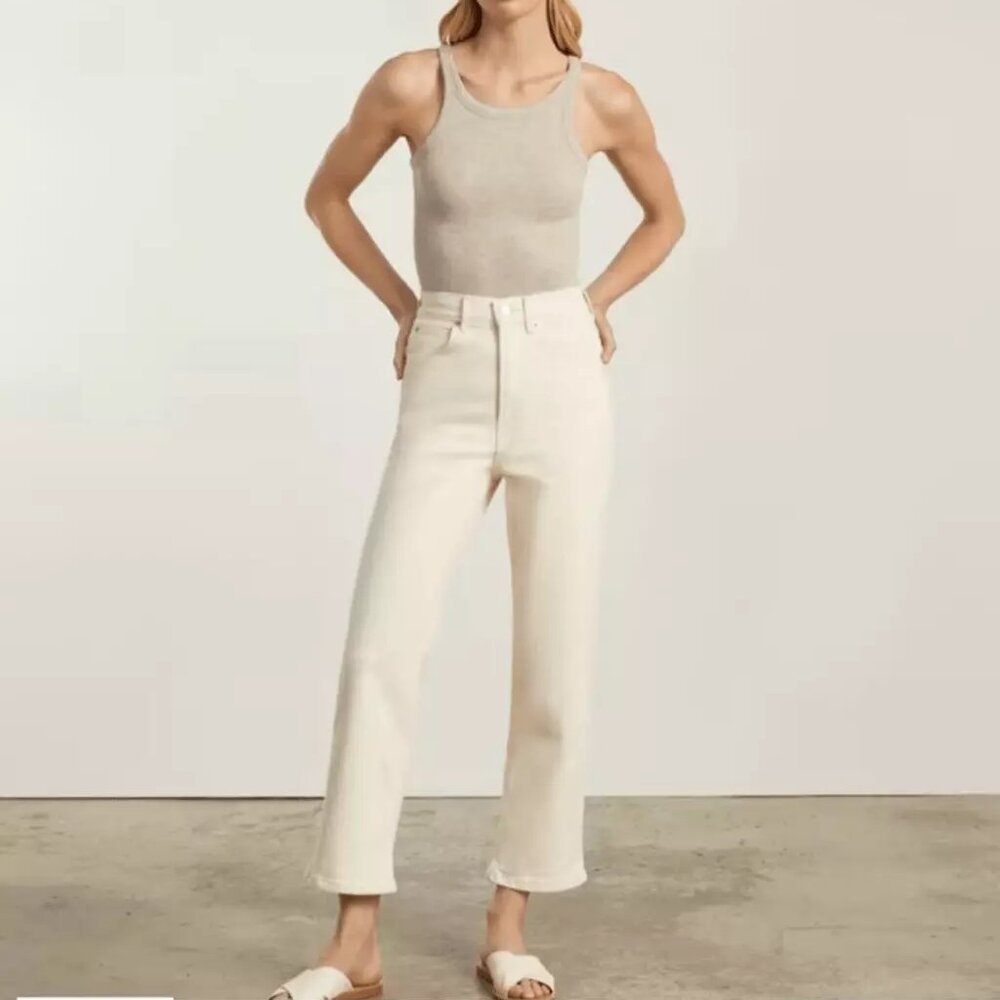 Everlane Way High Jean Ecru Sz 33